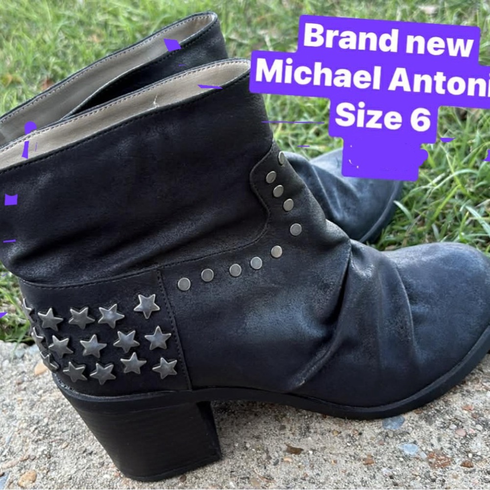 Michael Antonio Black Ankle Boots with Star Details